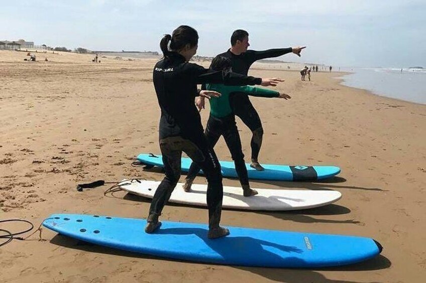 Surfing lesson at Agadir Beach