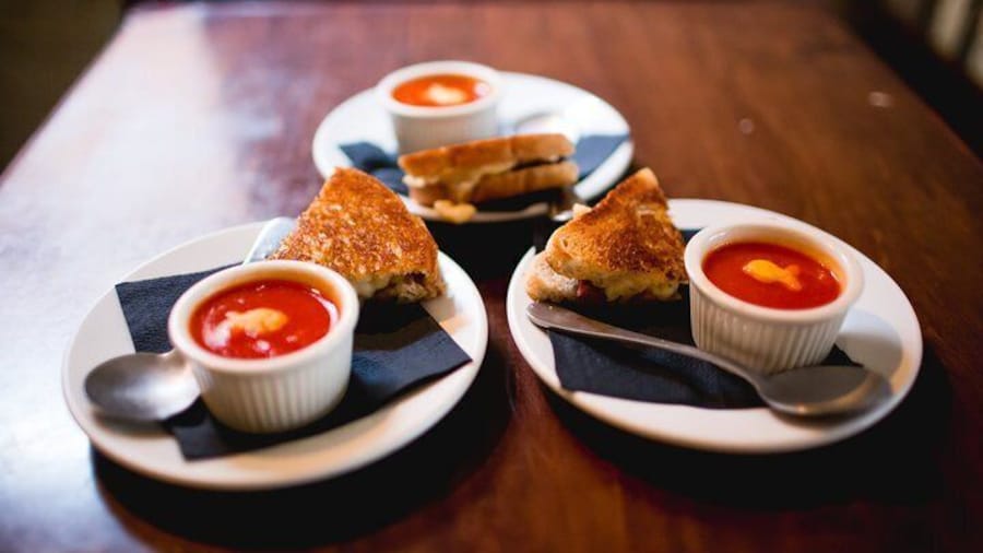 “The highlights we're the gourmet grilled cheese with mac & cheese and pulled pork, and a side of homemade tomato soup