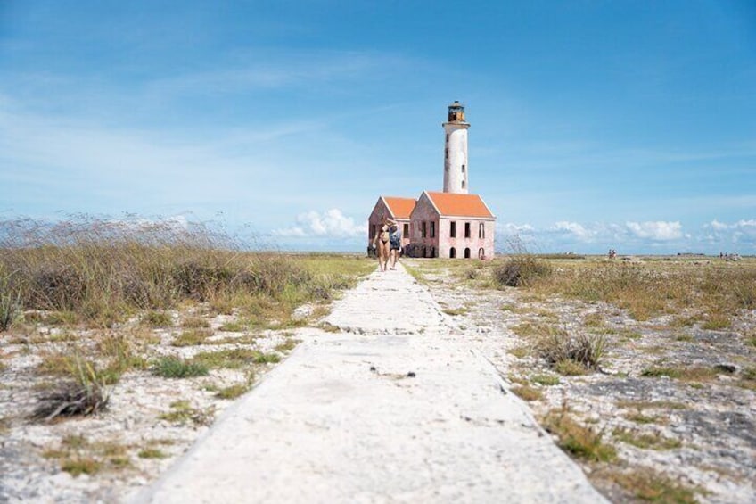 The iconic Pink Lighthouse on Klein Curacao