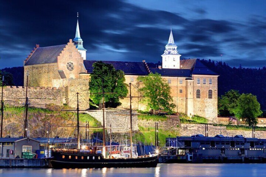 Akershus Fortress at night