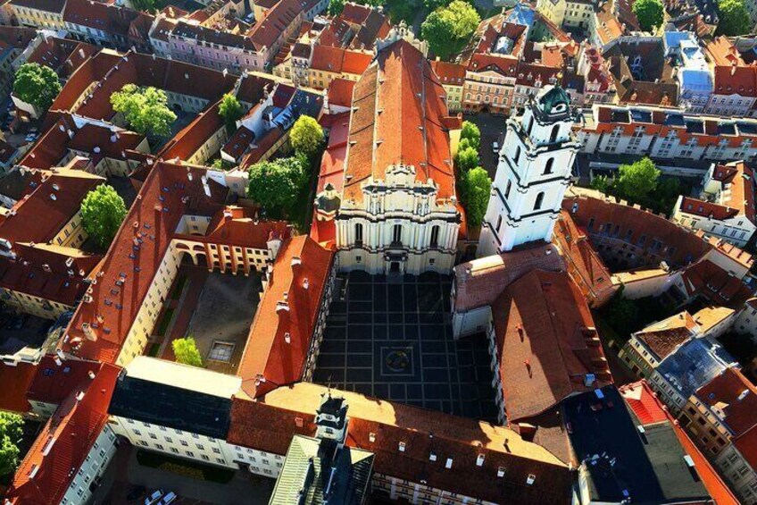 Hot air balloon ride offers a unique opportunity to take a look at the historical courtyards ofthe oldest Lithuanian university