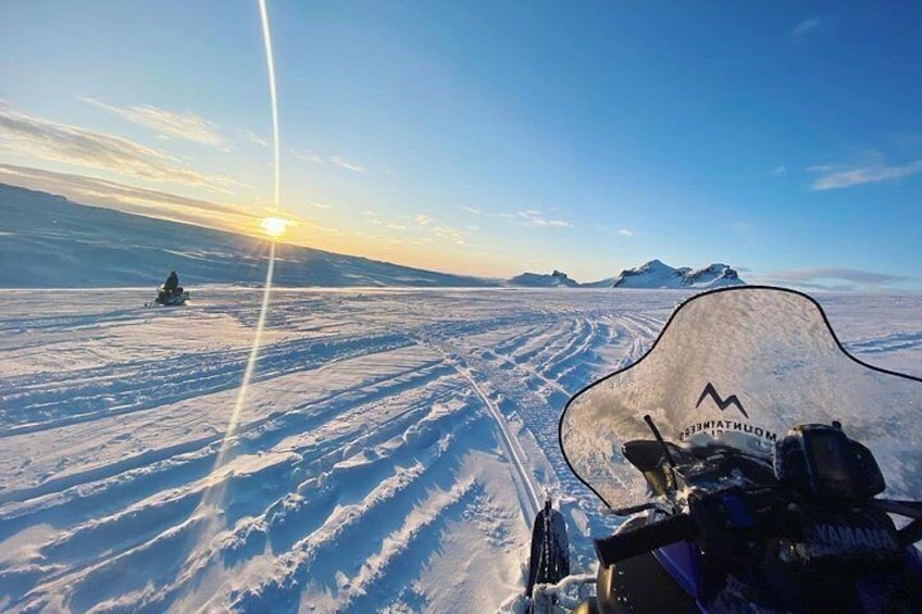 Snowmobiling in Winter.