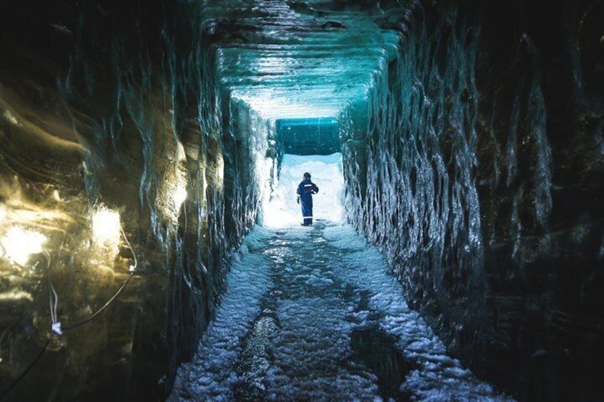 Chilling in a Glacier Ice Cave