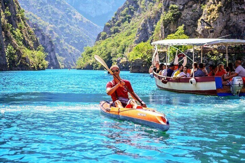 Sunlit Kayaking Canyon Matka Scenes