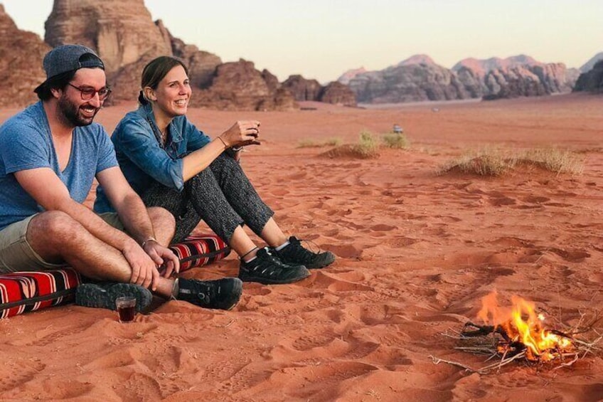 campfire in the middle of the desert