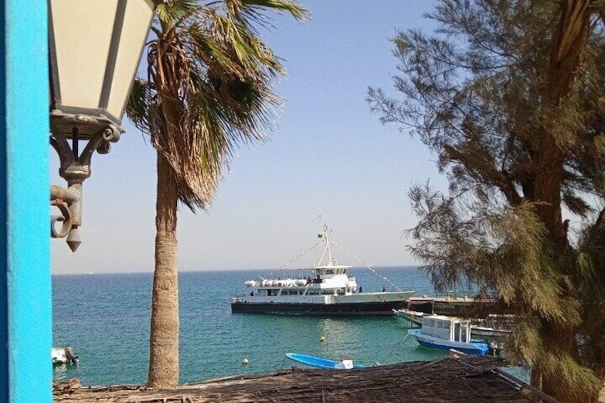 A view of the ferry from Boufflers Restaurant ,where my customers have lunch