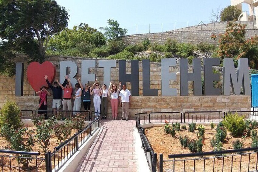I love Bethlehem city sign - Bethlehem walking trip