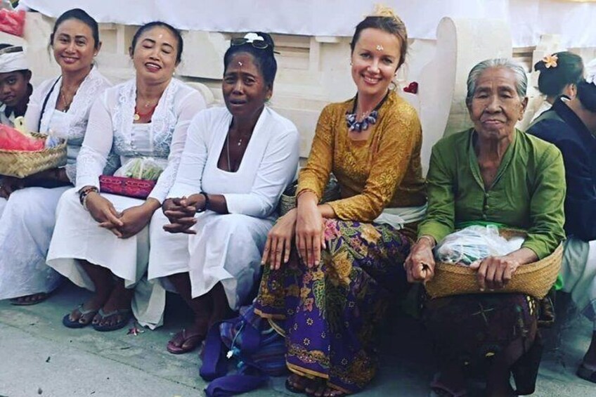 With local women during Hindu ceremony in our local temple
