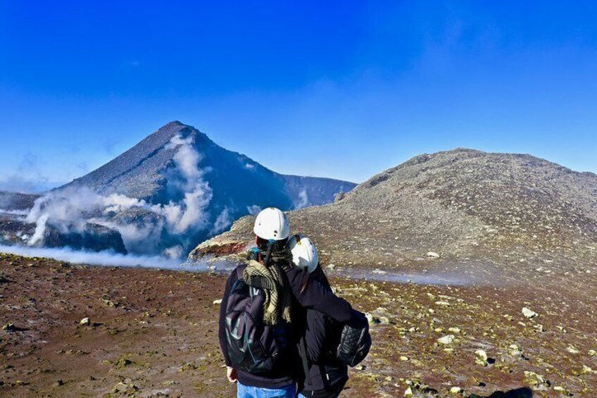 Admiring the view of the Northeast Crater