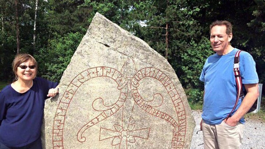 Rune stone at the Viking bridge.
