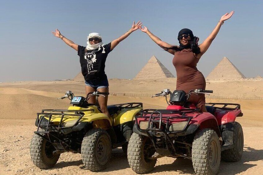 Giza pyramids, Sphinx, ATV bike, Lunch,Camel ride, Dinner cruise& shopping tour 