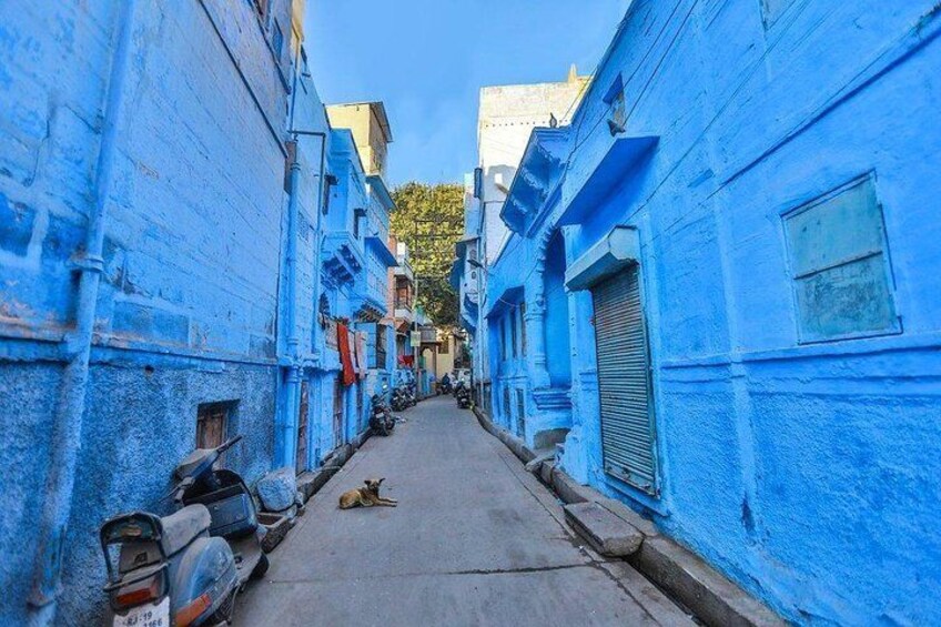 One of the old town blue street