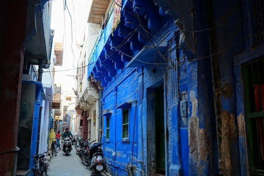 One of the old town blue street