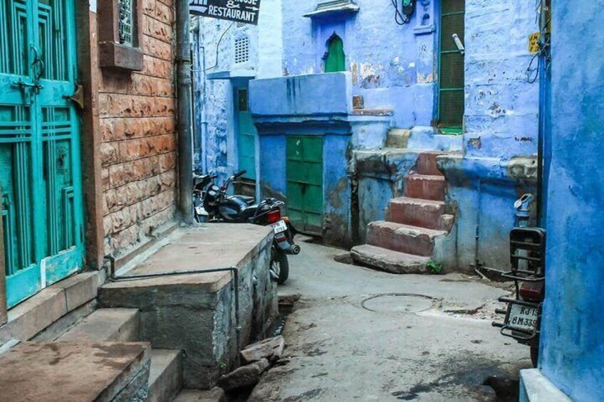 One of the old town blue street