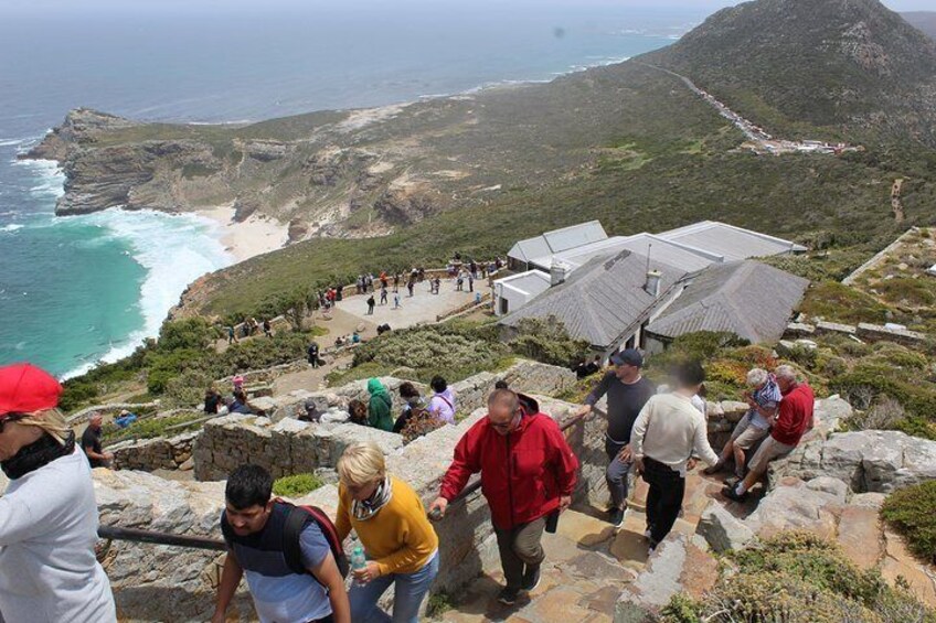 Travelers heading to the Lighthouse at Cape Point