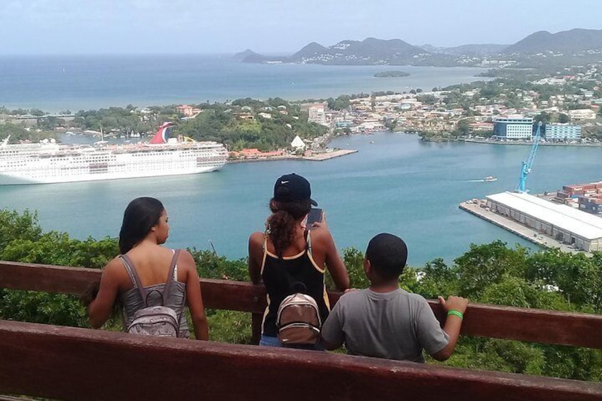 view of Castries and cruise ship port