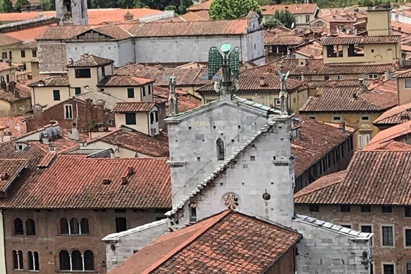 the angel on the Church of San Michele