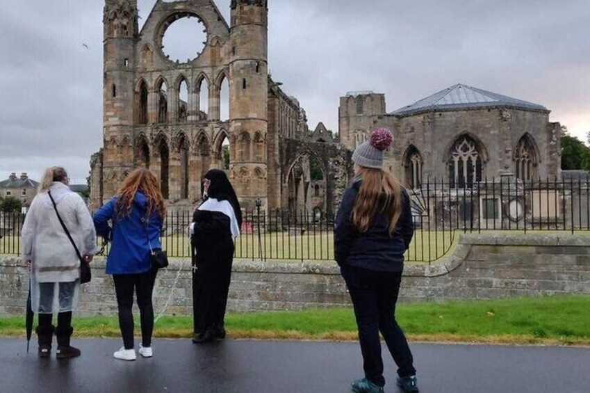 Sister Ruthless giving the history of Elgin Cathedral