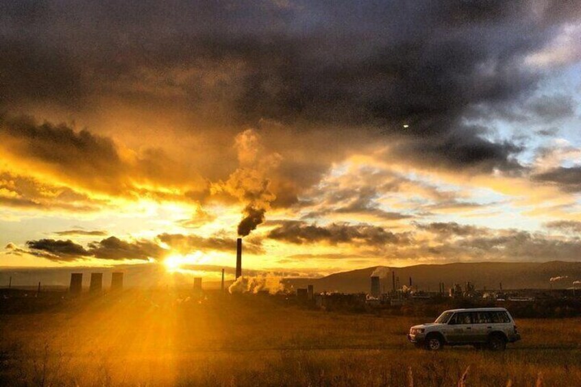 Panorama with sunset