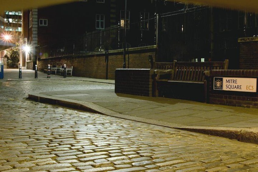 Mitre Square, scene of the murder of Catherine Eddowes and the final location on our Jack the Ripper tour.