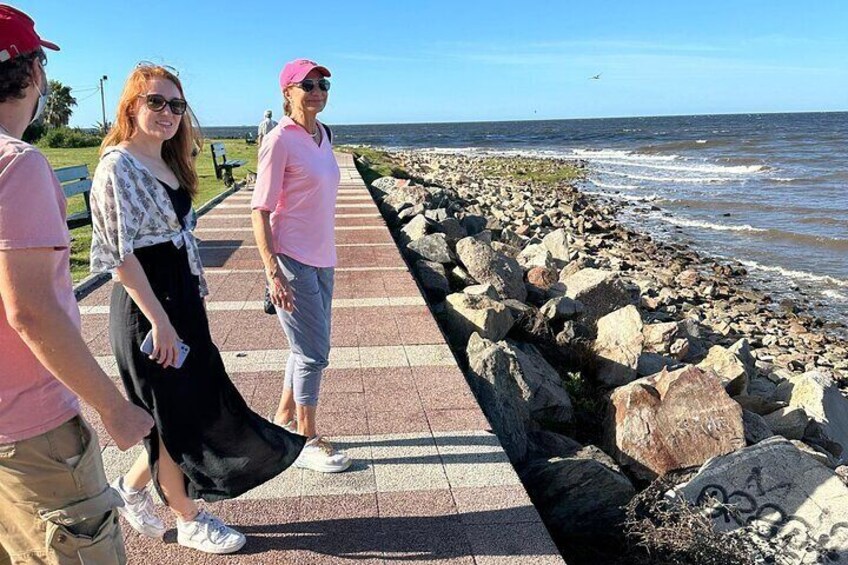Happy tourists