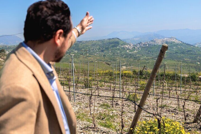 Nicola explaining the area where we are located and out terroir