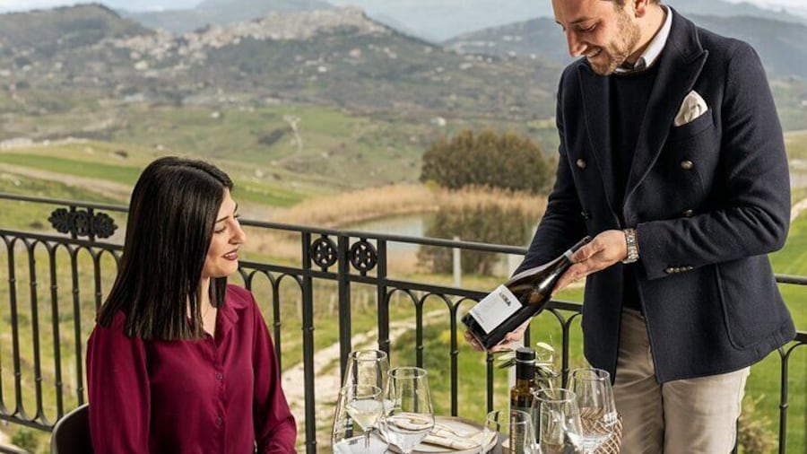 Wine tasting with a picturesque view from our tasting room