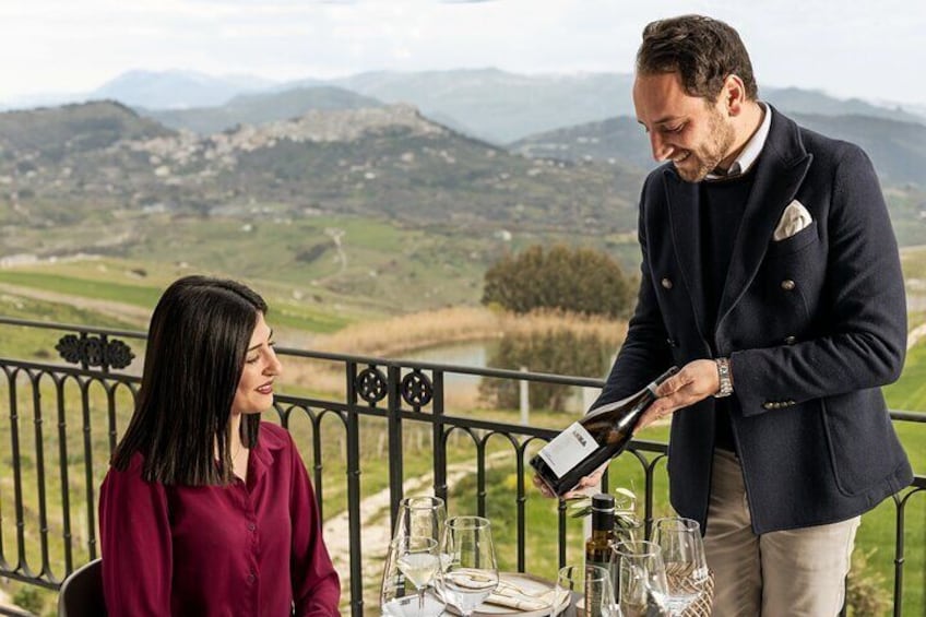 Wine tasting with a picturesque view from our tasting room