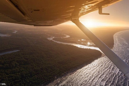 Airplane flight over Riga or Latvia