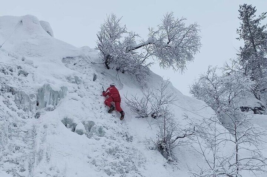 Guided Ice Climbing Activity in Pyhä