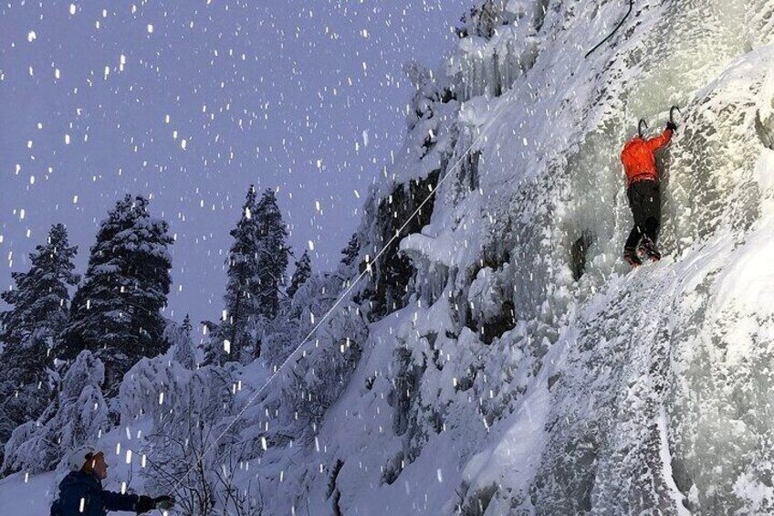 Guided Ice Climbing Activity in Pyhä