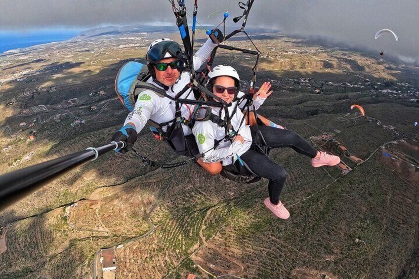 BRONZE tandem paragliding flight in South Tenerife, free pick up