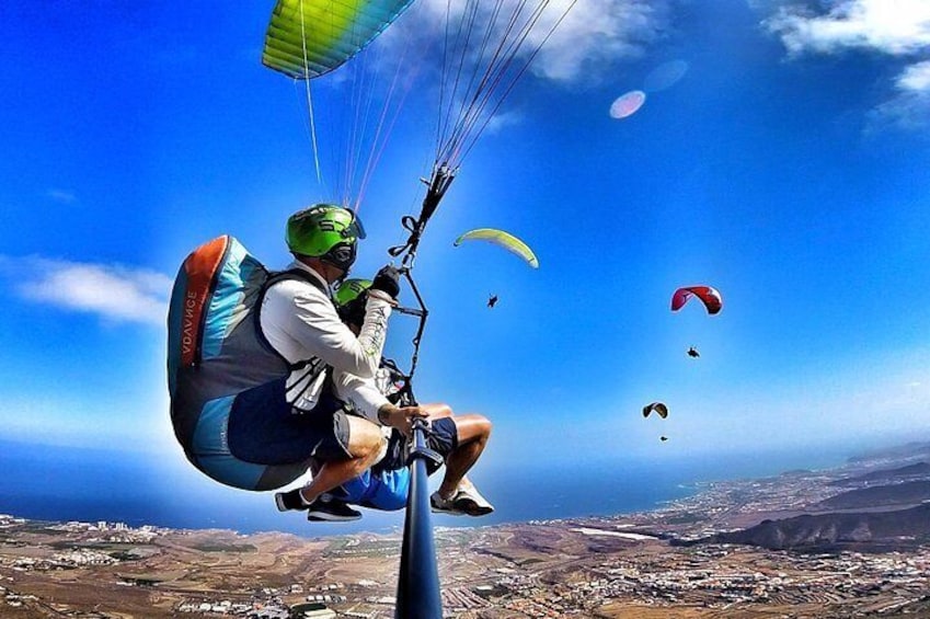 BRONZE paragliding tandem flight above Costa Adeje with free pick up and water