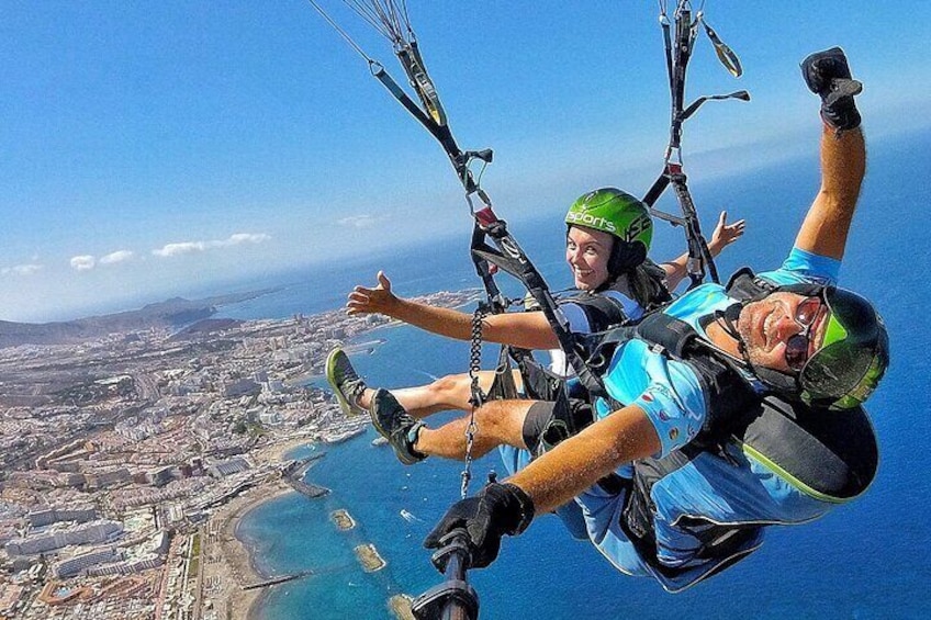 BRONZE tandem paragliding flight in South Tenerife, free pick up