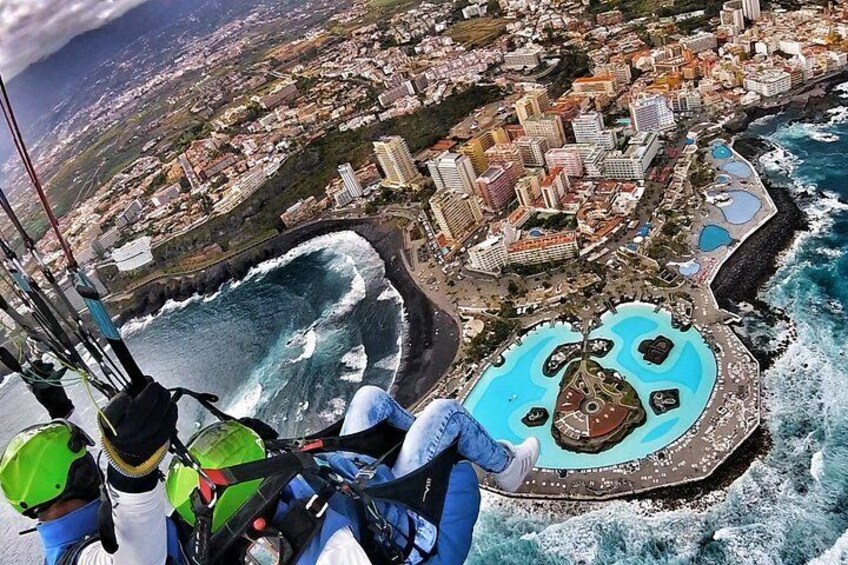 BRONZE paragliding tandem flight above Costa Adeje with free pick up and water