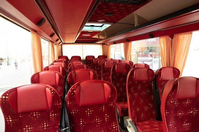 Visit Cesky Krumlov on a day trip from Prague and travel in style on a comfortable tour bus.