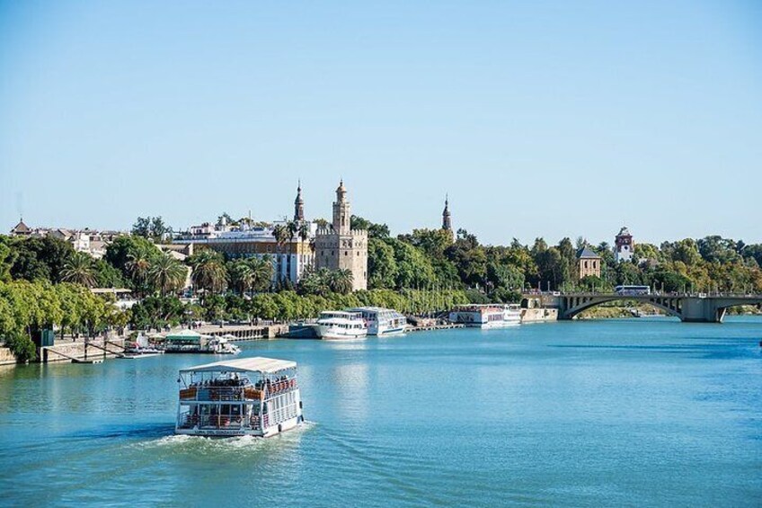 Alcazar, Cathedral, Santa Cruz Quarter, Bullring and River Cruise Tour in Seville