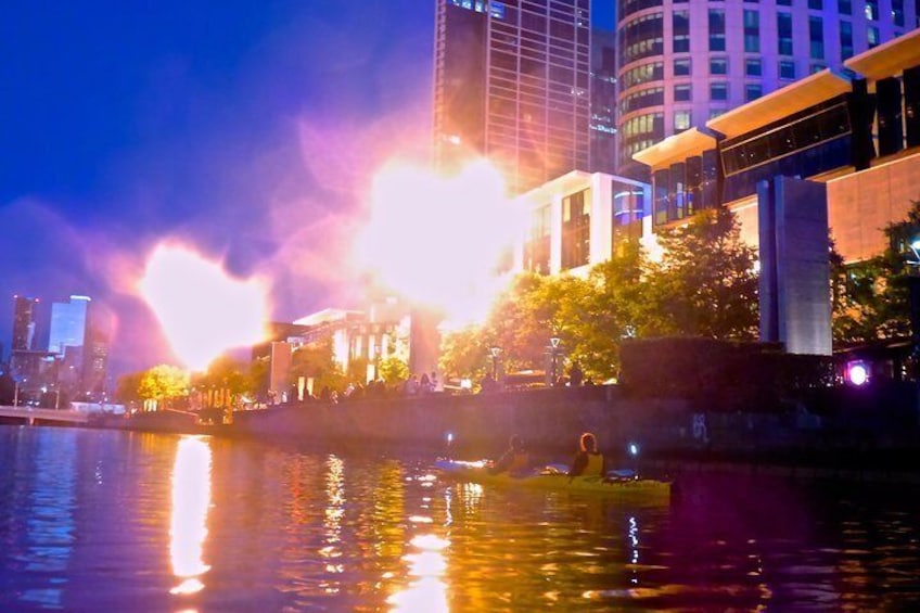 Fireballs at Crown Casino before heading back to the start