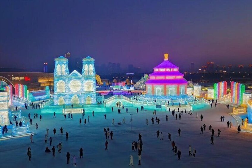 Harbin ice and snow world night scenic