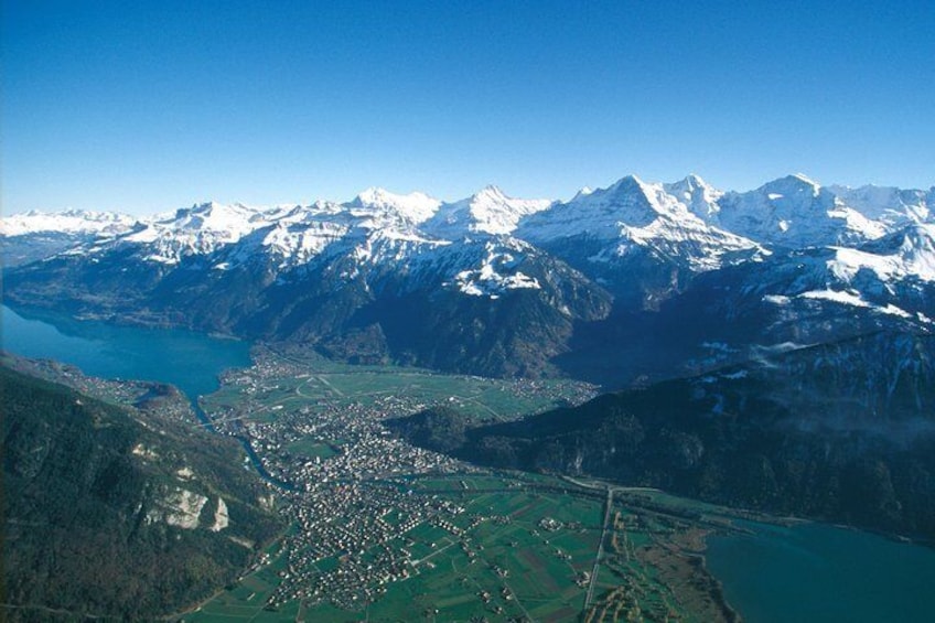 Panorama View Interlaken Mountain and Lakes
