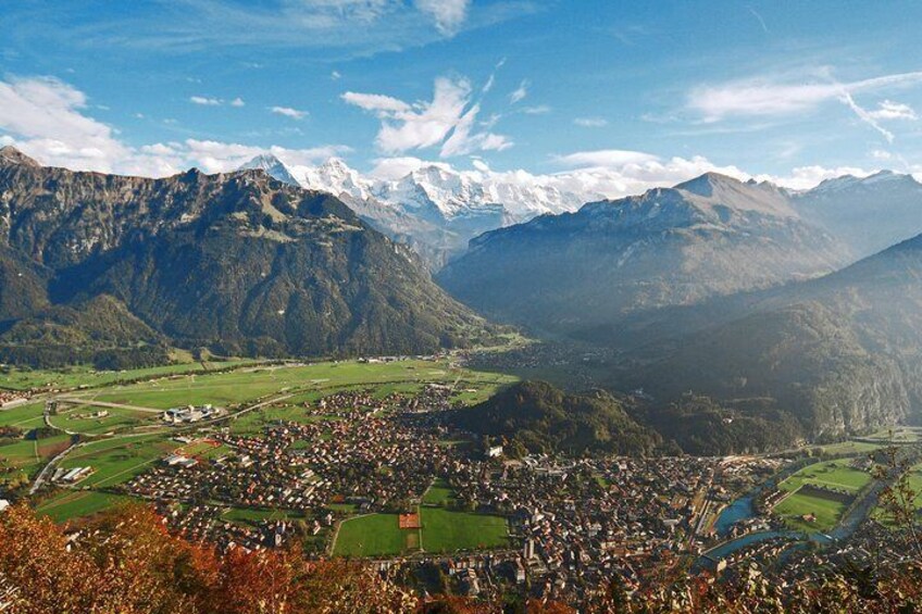 Interlaken with view to the Jungfrau mountain range