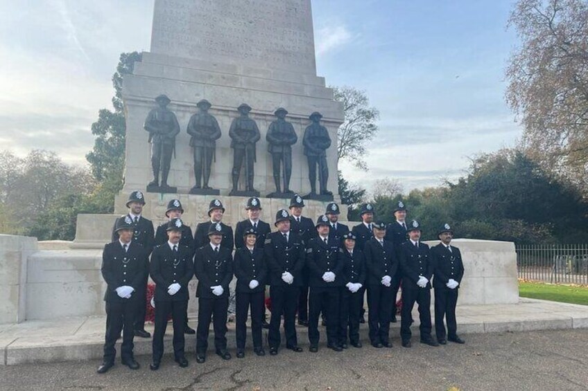 British bobbies in front of the Guards WW1 memorial