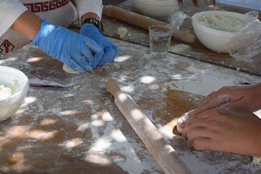 Preparing phyllo pastry