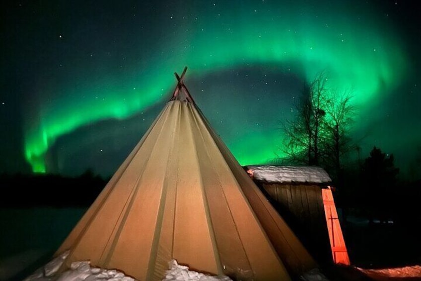 Dinner is served in lappish teepee