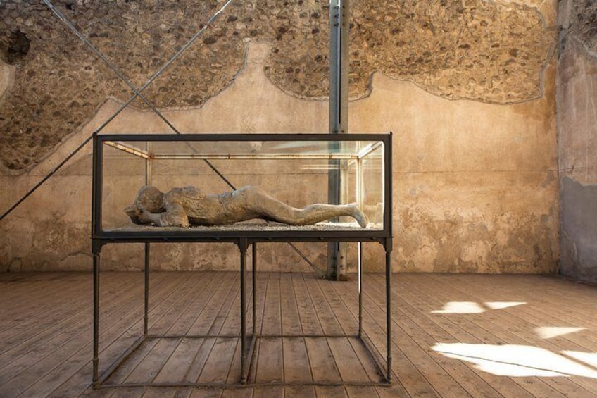 Bodies of the volcano’s victims are encased in plaster at Pompeii.