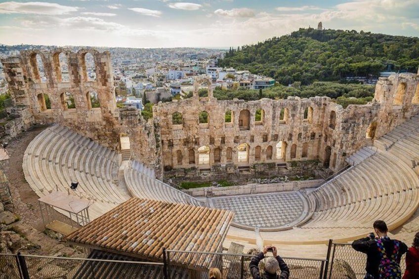 The Odeon of Herodes Atticus is part of the Acropolis and still in use today during the Athens Festival.