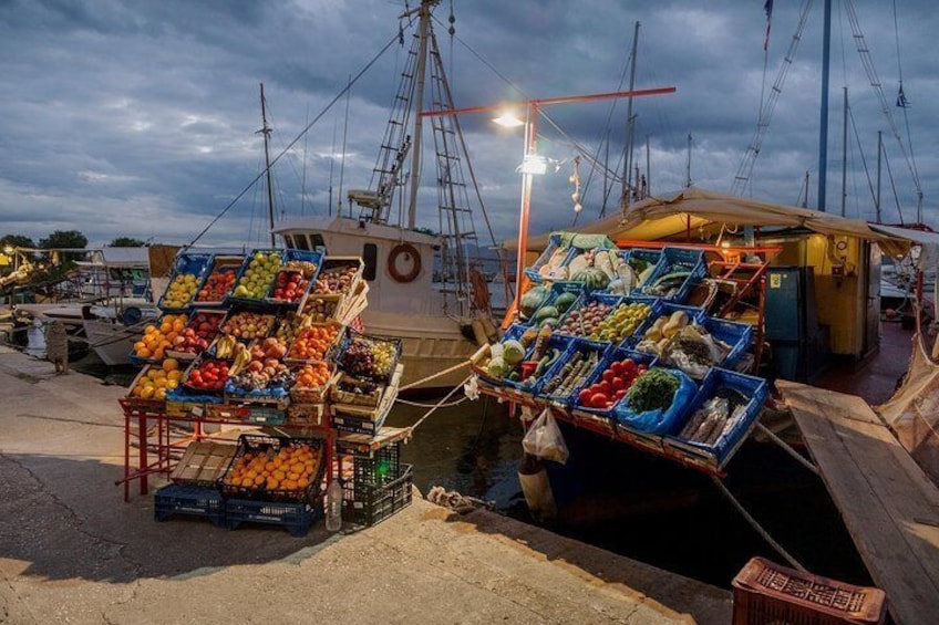 The harbor of Egina at night.