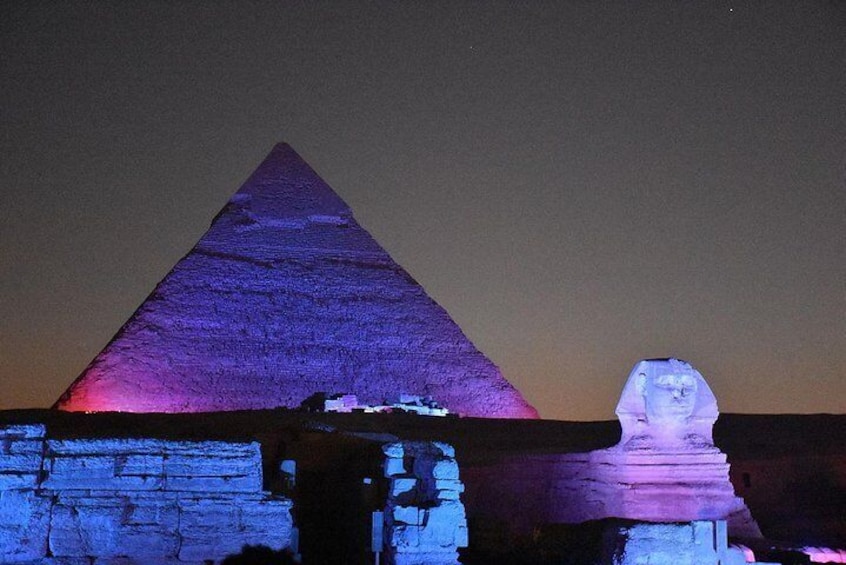 Giza Pyramids Sound and Light Show from Hotel in Giza