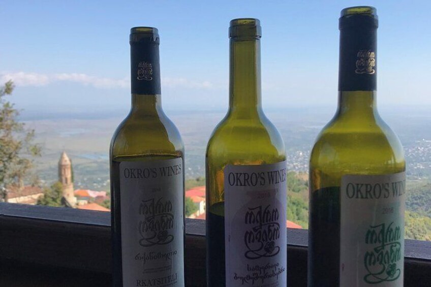 100% Organic wines from Okro's winery: Mtsvane, Saperavi-Budeshuri and Rkatsiteli 