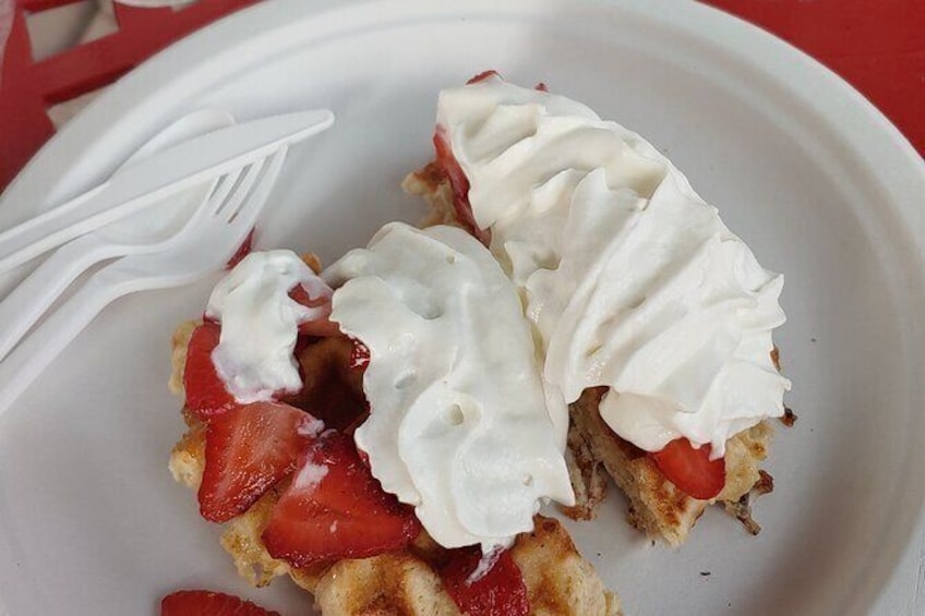 Show item 4 of 19. Strawberry & Cream waffles